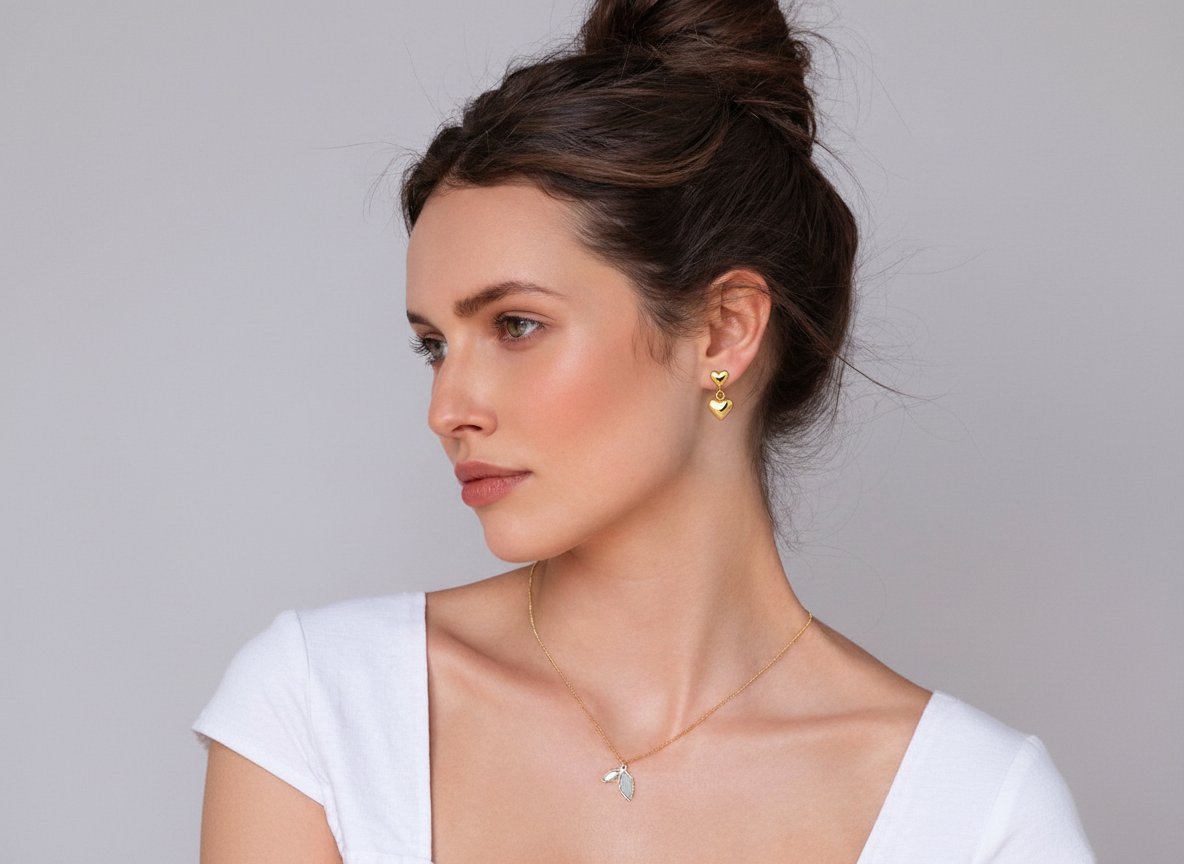 Golden Twin Hearts Earrings